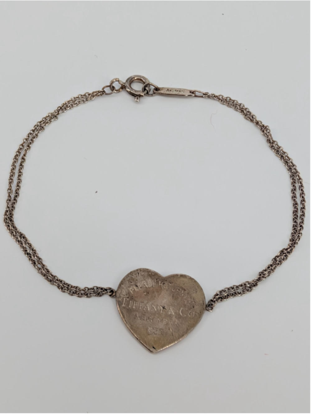 Tiffany & Co Return to Tiffany Heart Tag Double Chain Bracelet 925 6.25in